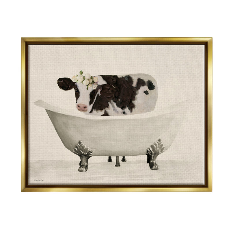 "Trinx Antique Bathaign Cow", art mural sur toile flottante par Stellar Design Studio, H 17 po x l 21 po x P 1,7 po