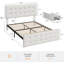 Lit capitonné double bouton - beige, 4 tiroirs, rembourré-393806752-393806754