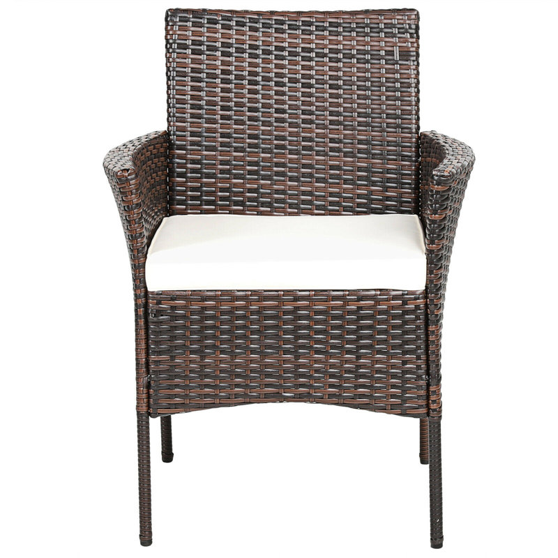 Wicker Premium All-Weather Wicker Outdoor Dining Armchair with Cushion, Mix Brown