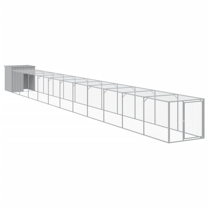 Poulailler avec grillage Ebelina, Gris clair, H 43,3 po x l 43,3 po x P 480,7 po