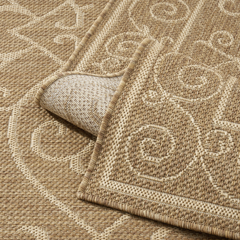 Tapis d'intérieur / extérieur Traditional, Beige, Rectangle 5 pi x 7 pi