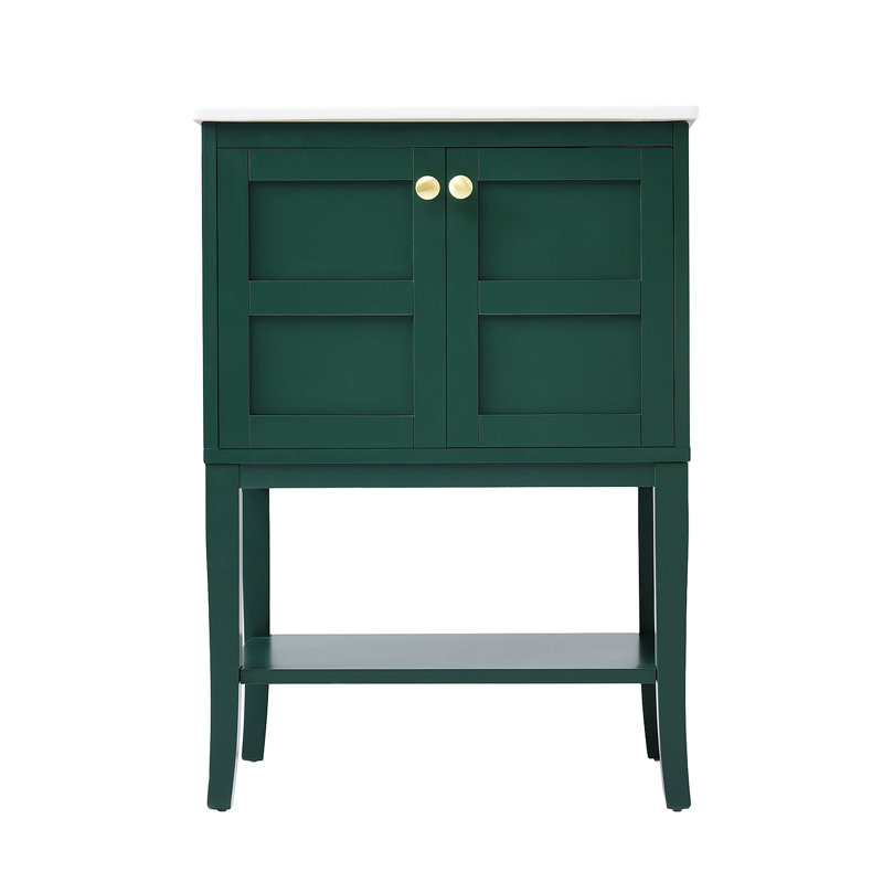 Meuble-lavabo 24 po avec lavabo supérieur, meuble-lavabo moderne avec 2 portes et meuble-lavabo simple