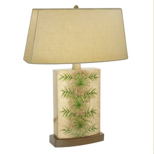 Lampe de table en porcelaine peinte à la main 28 po palm leaf aréca