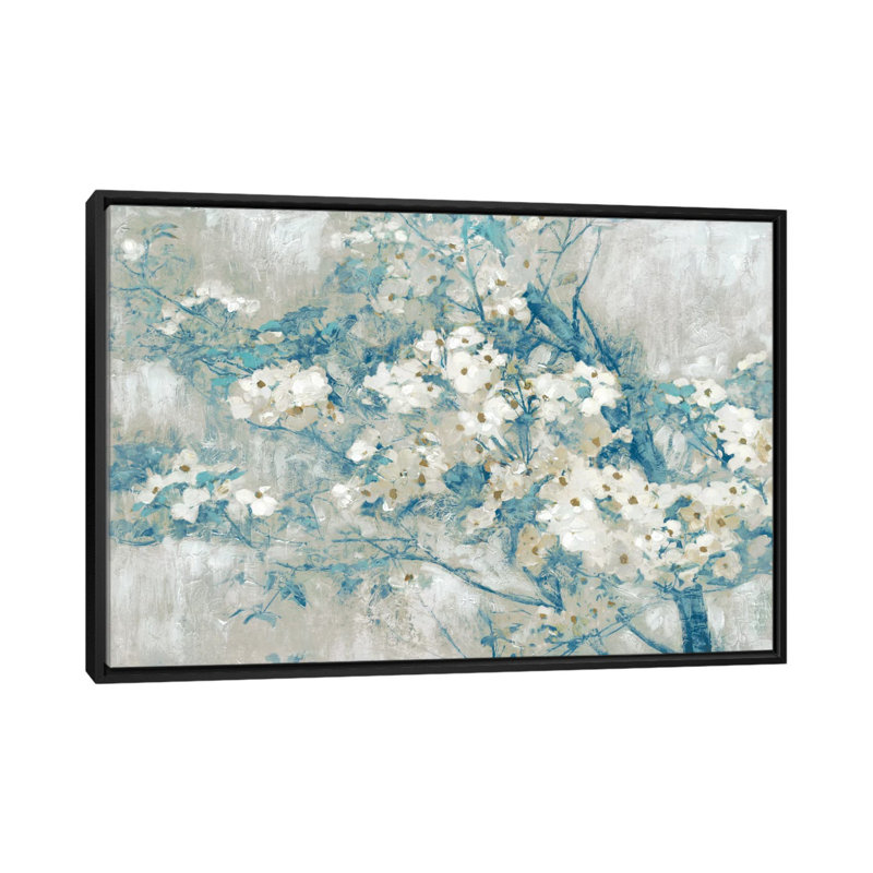 «Dogwood Bloom I», reproduction sur toile, H 18 po x l 26 po x P 1,5 po, Toile avec cadre noir, Pas de tapis