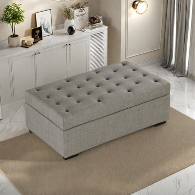 Convertible Ottoman With A Folding Sofa Bed, Metal Frame, Memory Mattress And Tufted Design
