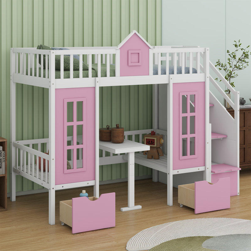 Bunk Bed With Changeable Table, Bunk Bed Turn Into Upper Bed And Down Desk