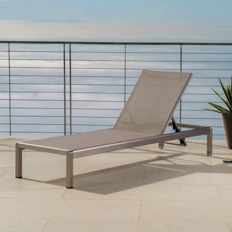 Chaise longue moderne pour piscine extérieure, 1, Gris, Noir