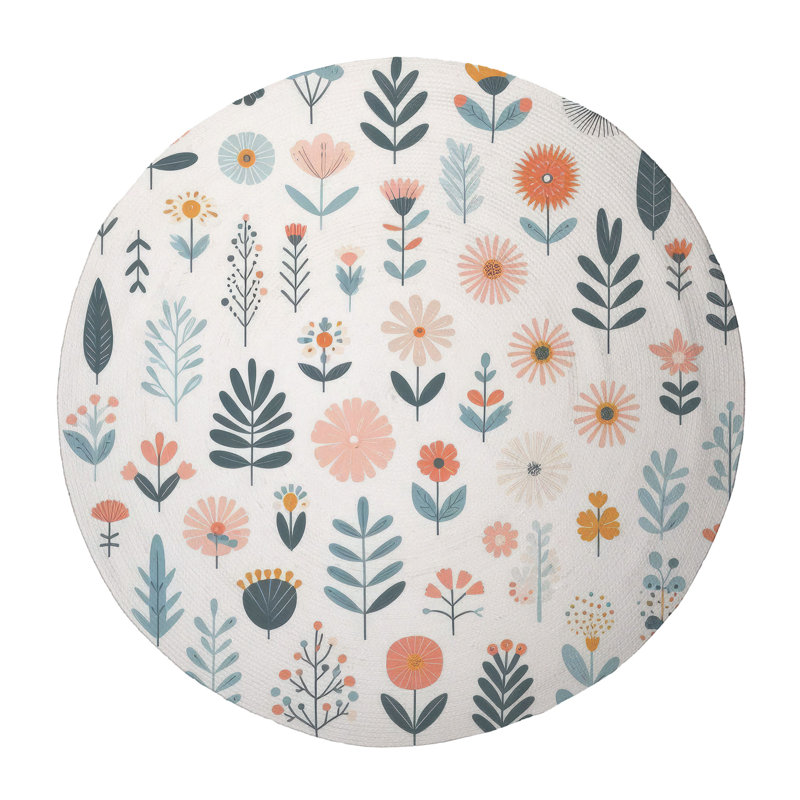 Tapis tressé Floral Greens, Rond 5 pi
