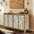 Modern Accent Cabinet - 4 Door Sideboard With Storage. Antique Natural, Distressed Design, Eye-Catching Storage Sideboard. Style, Fits Living Room, Entryway