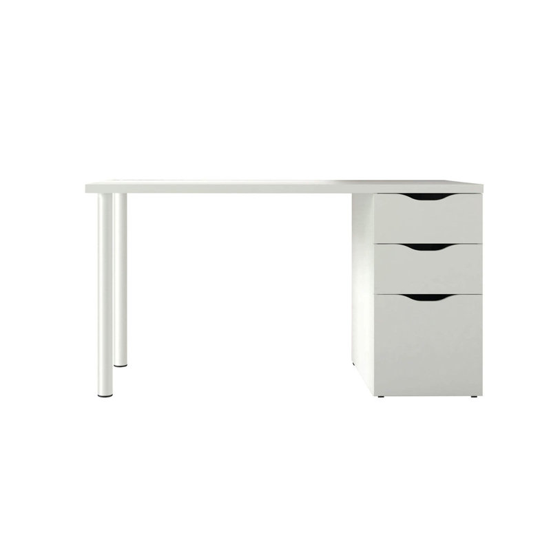 Vespera Arctic White Desk With 3 Drawers Modern, Functional Study Table, Computer Laptop Workspace Solution