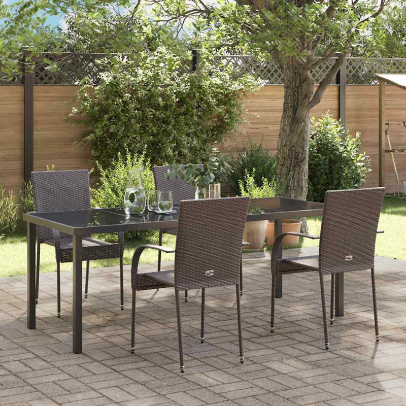 Emiya 4 - Person Patio Dining Set with Rectangular Table, Brown