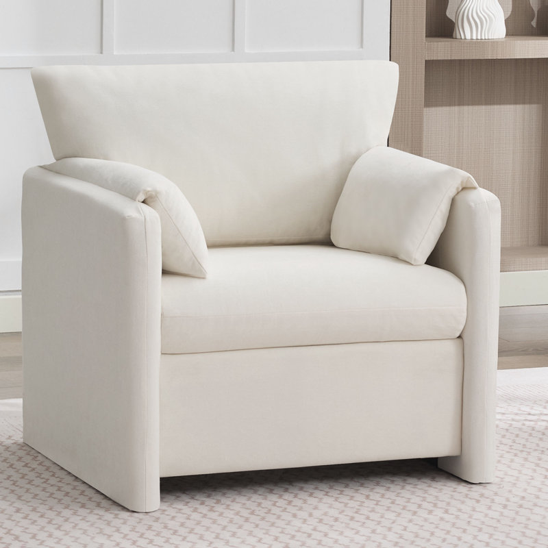 Fauteuil d'appoint surdimensionné en chenille 32,7 po, Beige