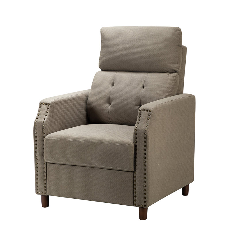 Ensemble de 2 chaises longues et repose-pieds Lando, Mélange de coton gris