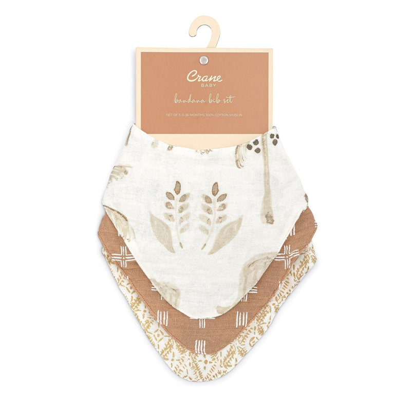 Crane Baby 3Pc. Muslin Bib Set - Kendi Collection