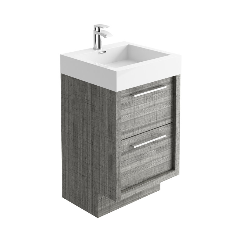 Walker 500mm Single Bathroom Vanity with Integrated Resin Basin, Grey Ash