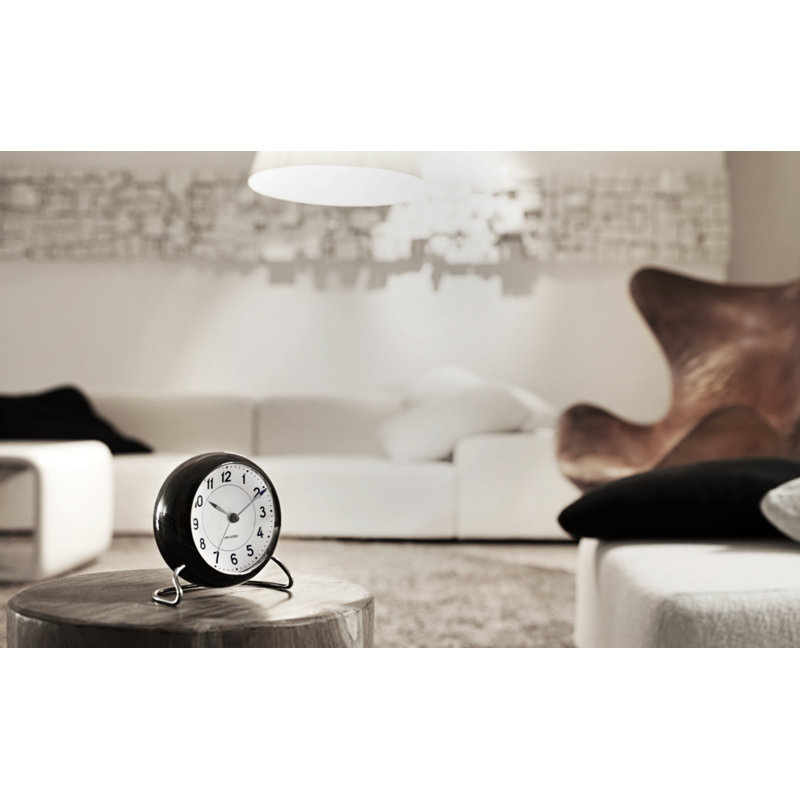 Station Electric Clock, White/Black/Silver