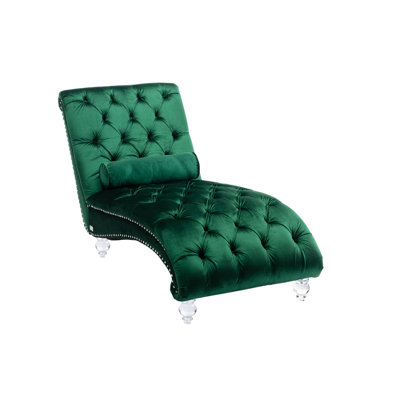 Button-Tufted Upholstered Velvet Chaise Lounge Indoor