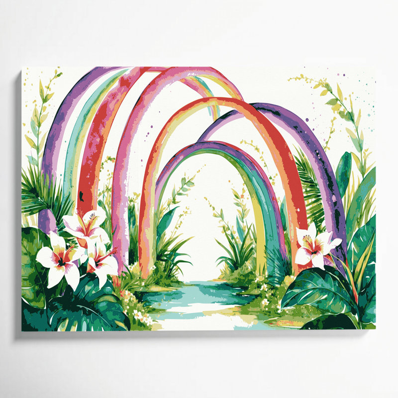 Art mural sur toile hawaïen arc-en-ciel blanc, H 16 po x l 20 po