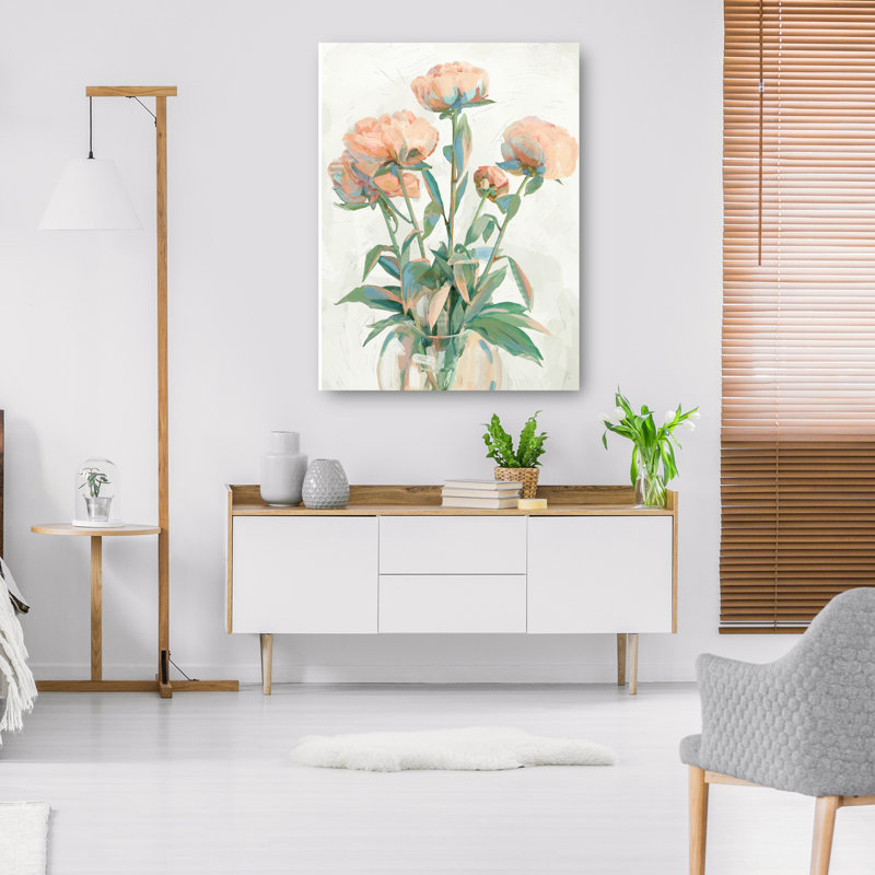 Peach Peonies 30x40 Canvas Art Print