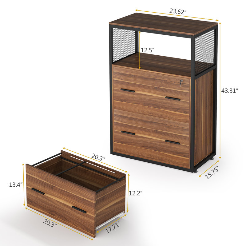 Espinal 23.622'' Wide 2 -Drawer File Cabinet, Walnut