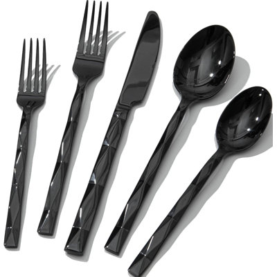 Luxury 20-Piece Flatware Set For 4, 18/10 Stainless Steel Cutlery Set With Diamond Cut Pattern, Mirror Polished And Dishwasher Safe, Ideal For Kitchen, Home, Wedding And Party