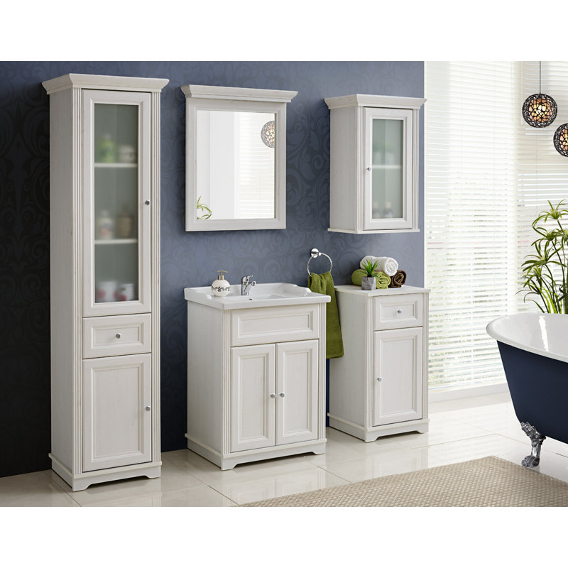 Persephone Flat Mirror, 76cm H x 80cm W x 11cm D, White