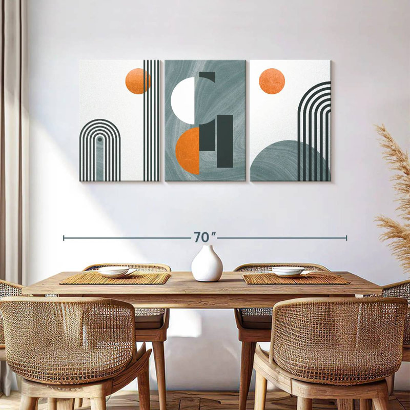 «Retro Geometric Abstract XIX», reproduction sur toile, H 30 po x l 62 po x P 1,25 po