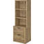 Chambre à coucher avec lit simple, tête de lit bibliothèque, tables de chevet avec rangement verrouillable, finition manguier, style moderne