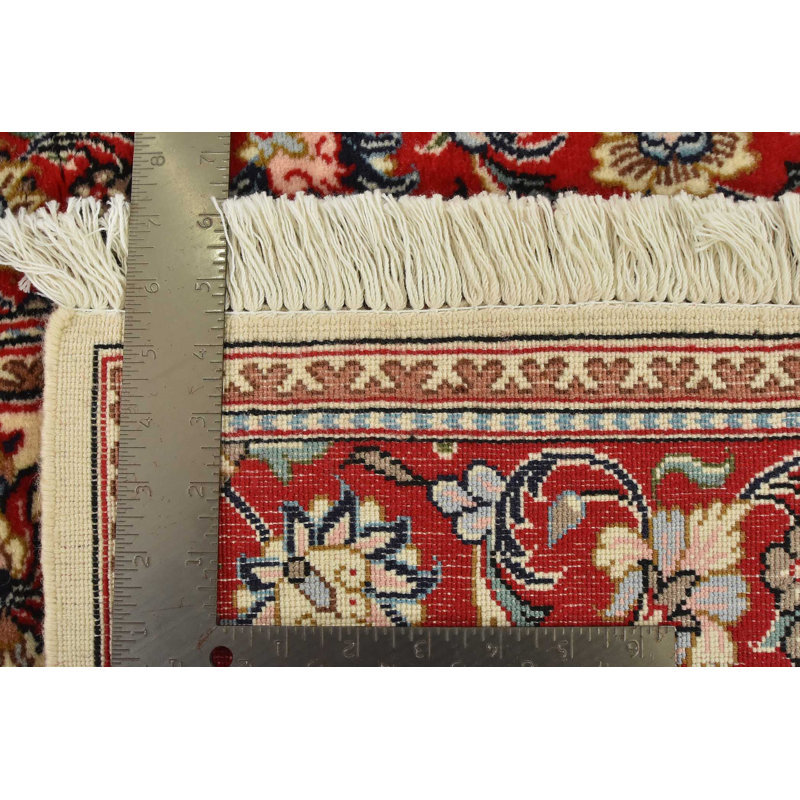 Tapis Qom fin 97 cm x 157 cm, laine/soie ivoire, tapis traditionnel noué à la main