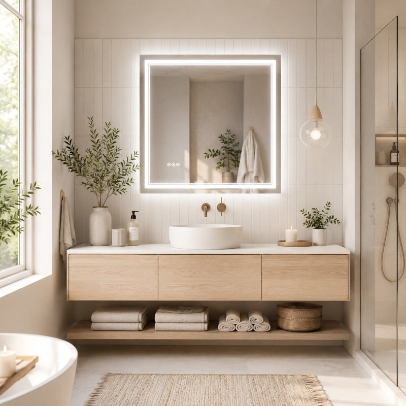 Miroir de salle de bain à DEL 36 po x 36 po, 36'' H x 36'' W