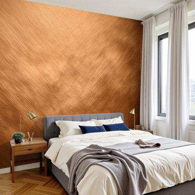 Peel and Stick Wallpaper 96" W x 69" H Modern Self Adhesive Wall Mural for Bedroom Copper Metal Metalic Reflective Texture