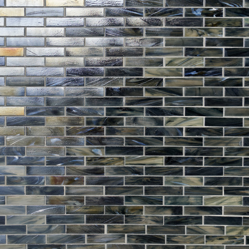 Amber Iridescent 12.59 in. x 12.67 in. Polished Glass Wall Mosaic Tile (1.1 Sq. Ft. / Each), Night Black