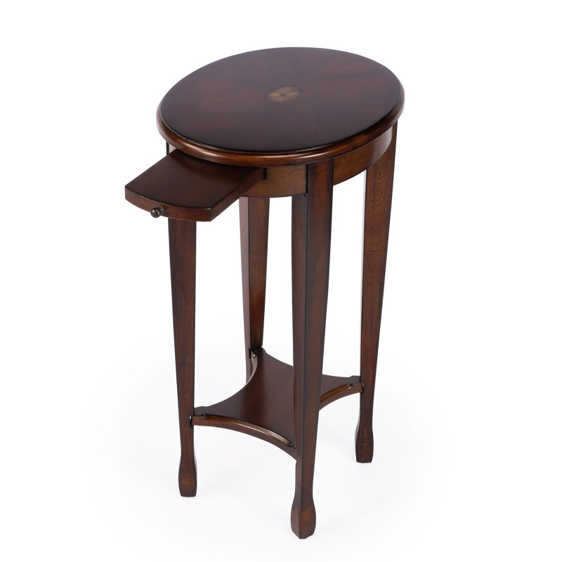 Arielle Round 12.5"W Side Table, Cherry Veneer