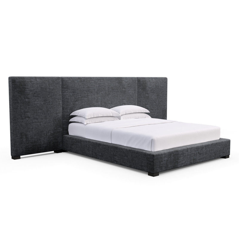 Prospect Upholstered Bed, Weathered, Crushed Velvet Graphite, Queen