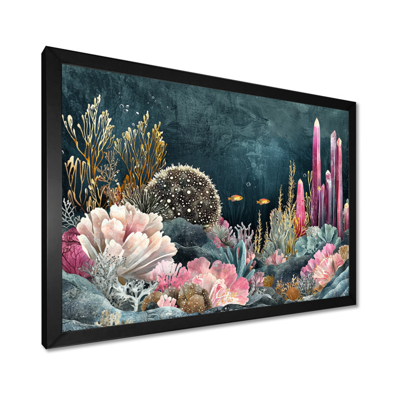 Aquarium, corail et cristal, horizon sous-marin - art mural corail, Reproduction encadrée d'une seule photo