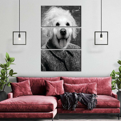 Einstein Dog On Canvas 3 Pieces Set -  Trinx, 2ECF1E2128F940B2B0923DB99E6E4FC5