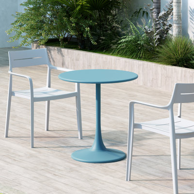 Table de salle à manger ronde en acier et base piédestal Brogel Bistro 24 po pour l'intérieur ou l'extérieur