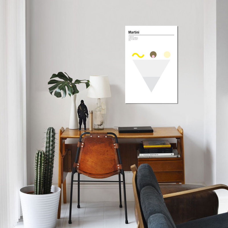 « martini », impression sur toile, H 12 po x l 8 po x P 0,75 po, Pas de tapis, Toile tendue