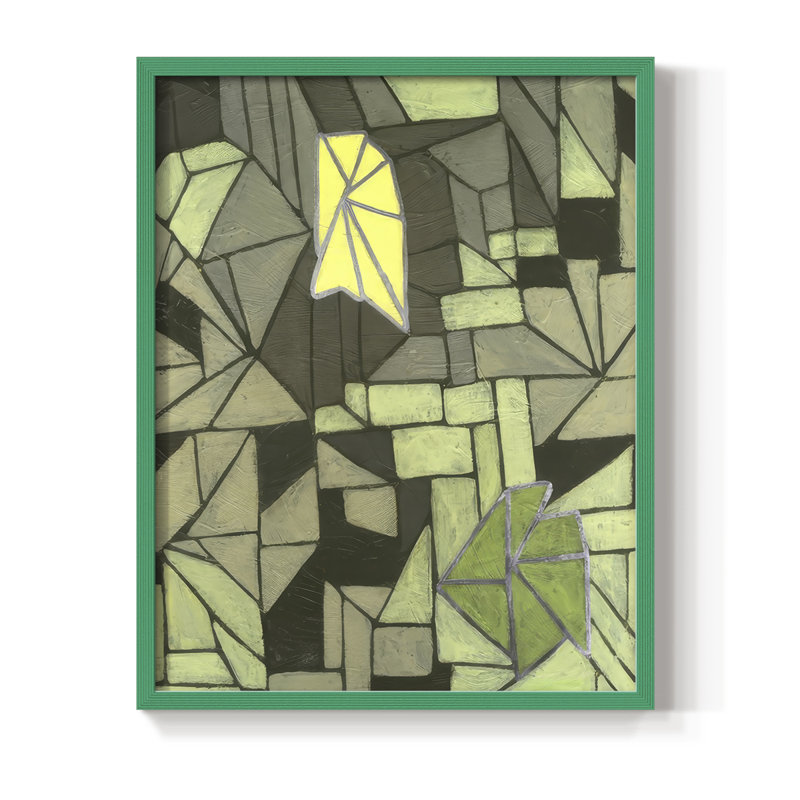 Cubic Prism II, reproduction encadrée - bois massif, H 11 po x l 9 po, Vert
