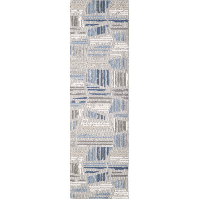 Tapis intérieur / extérieur gris / bleu Anagabriela
