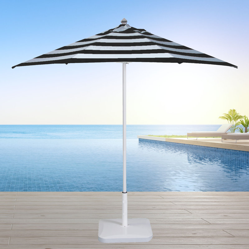 Parasol Belinda Market, Rayures noires Sunbrella®, Blanc