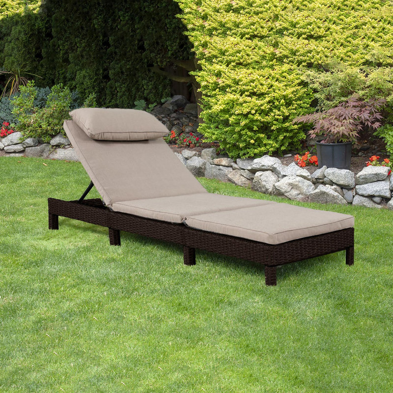 Chaise longue inclinable longue 76,7 po avec coussins