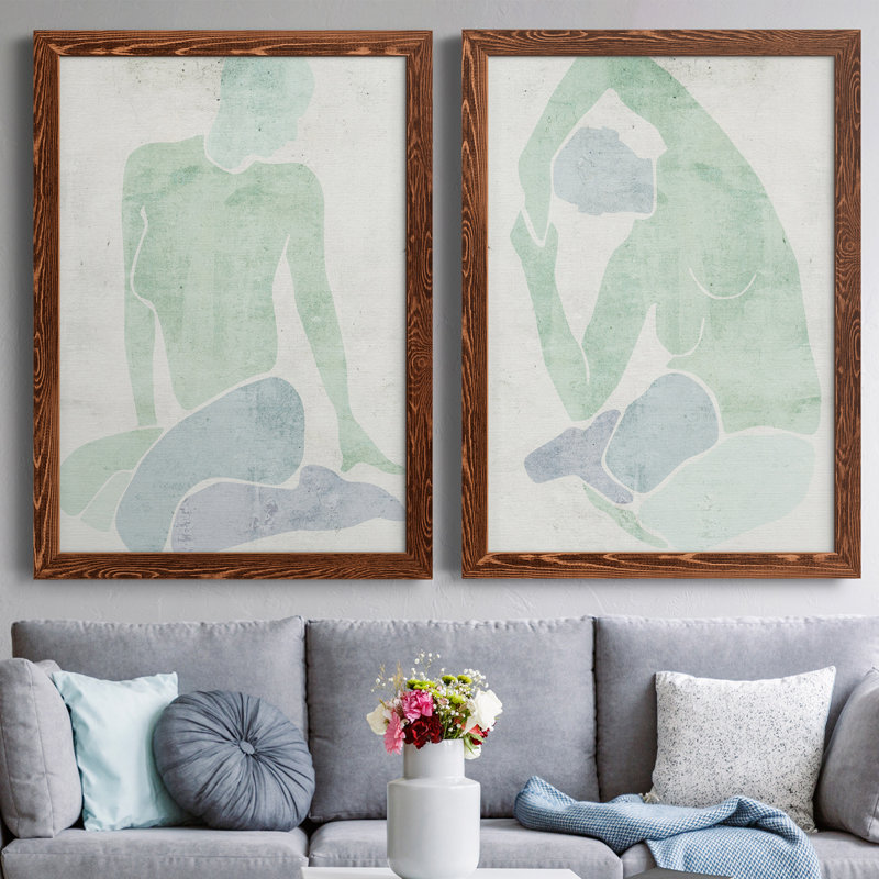 Stretching III - ensemble de 2 peintures encadrées, Toile avec cadre érable, H 20 po x l 34 po x P 1,5 po