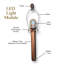 Lampe de table en bois alimentée par batterie. Noyau de bois texturé en poly avec panneaux en bois-498038450