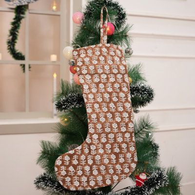  Chaussette de Noël imprimée à la main en bloc pour un jeûne saisonnier - Tulsi Buti