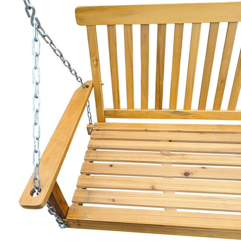 Balancelle avec accoudoirs et chaînes suspendues, Naturel