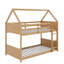 Lit superposé simple au-dessus d'un lit simple avec conception de maison et panneaux de pieds-1501280265