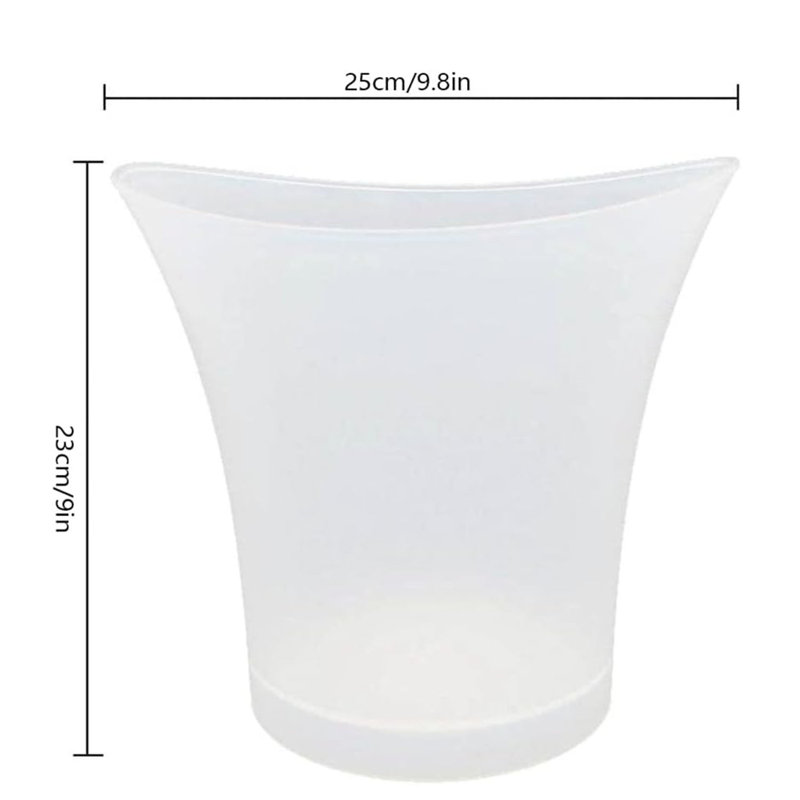 LED Ice Bucket, 5L Large Capacity Multi Colour Changing LED Clear Plastic Ice Bucket