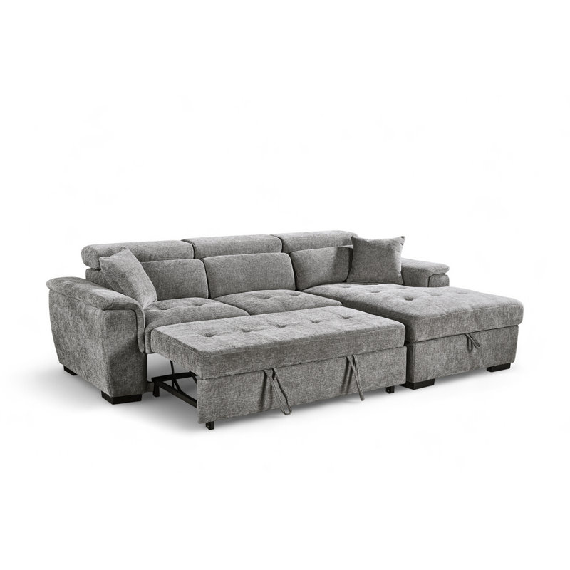 Corner Sofabed with Storage, Right Hand Facing, Grey