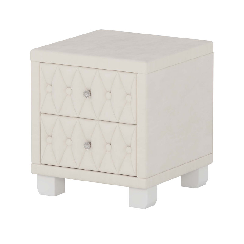 Nightstands Set of 2 with Charging Station, Smart Night Light, and Storage Cabinet, Modern Bedside Tables for Bedroom, White